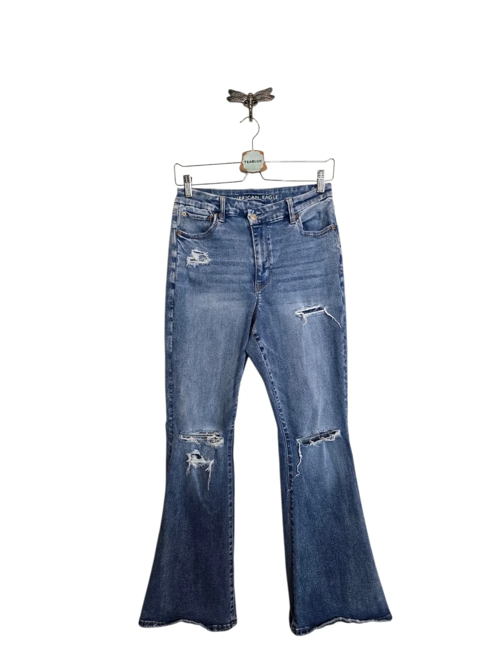 AE Next Level Curvy Ripped Super High-Waisted Flare Jean - Glowing Light 8 Short